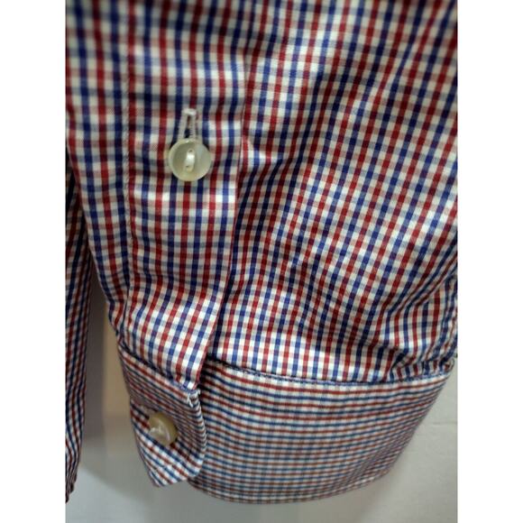 Eton Shirt Men Slim Fit 16/41 Blue Red Check Casual Preppy Office Button Down - Picture 6 of 8